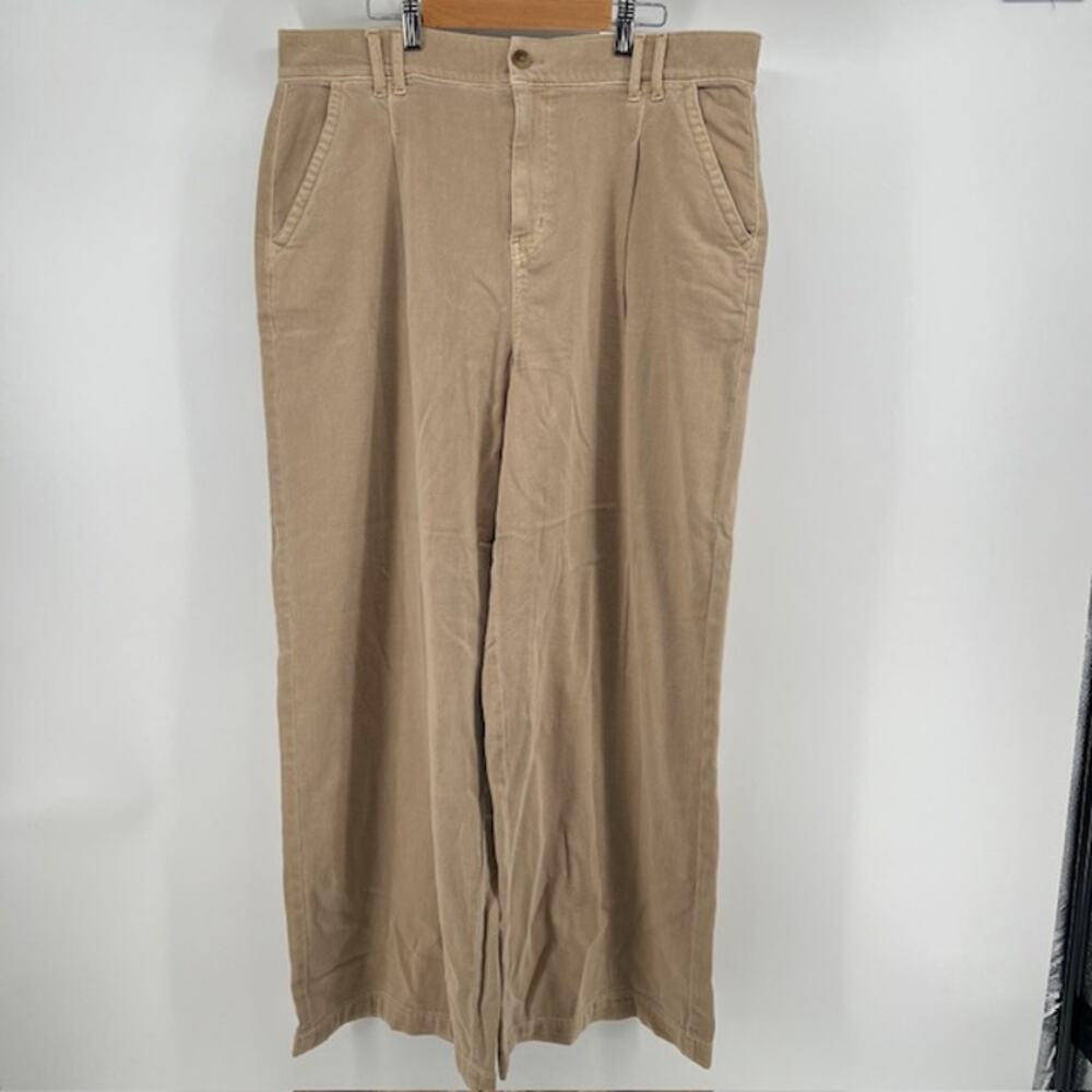 NWT American Eagle AE Super High Rise Wide Leg Tan Denim Pants Women 16S Pleated
